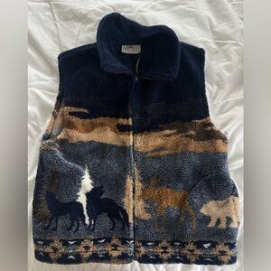 Navy and Tan Fleece Vest